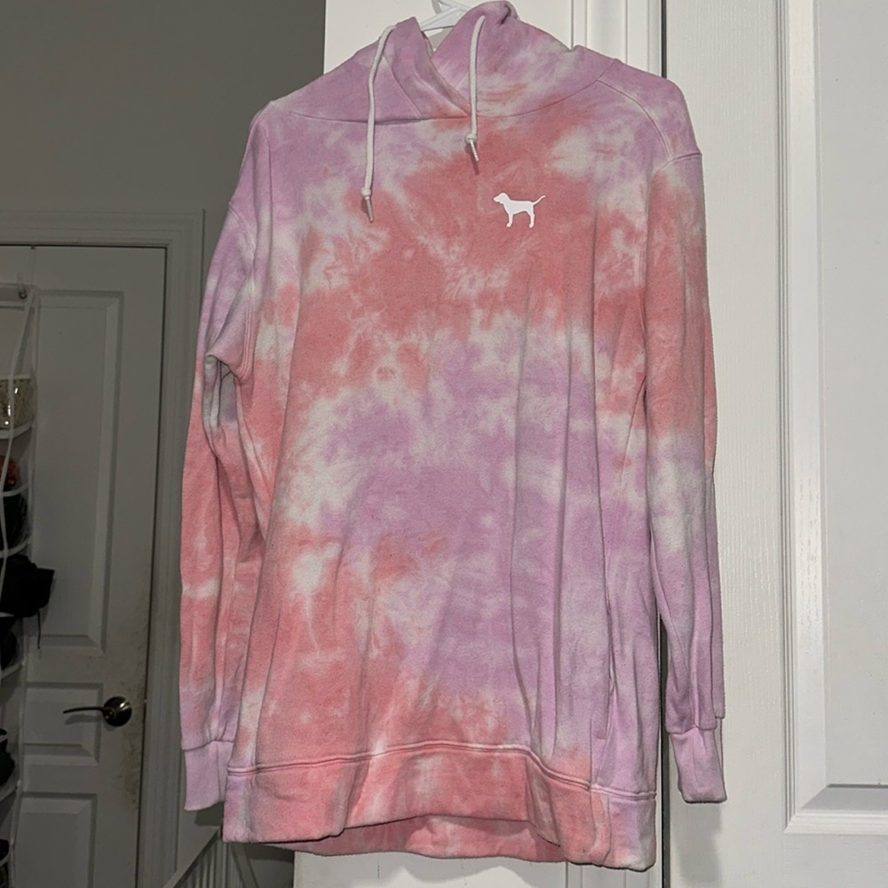 VS Pink Crossover Tie Dye Pink Hoodie - Picture 4 of 12